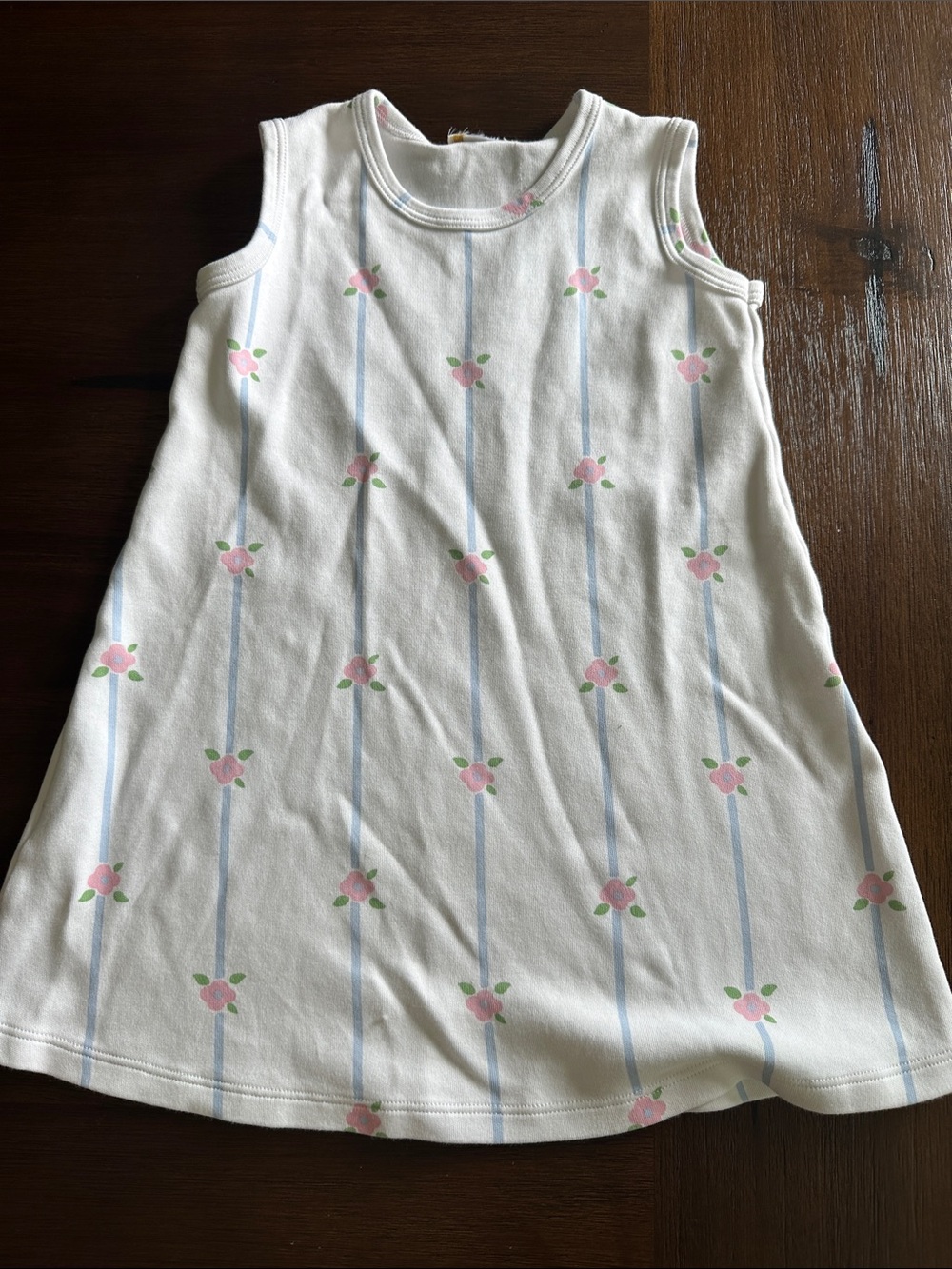 The Beaufort Bonnet Company White Tank Dress with Pink Floral & Blue Stripes